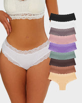 Ribbed Cotton Lace Mid-Rise Panty(9 pack)
